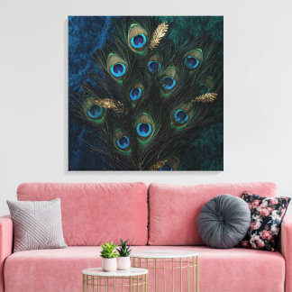 Divine Peacock Feathers Wall Art | Boho Spiritual  Leinwanddruck
