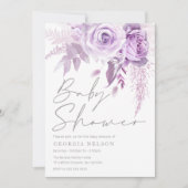 Divine Purple Lavender Rose Floral Baby Shower Einladung (Vorderseite)