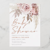 Divine Rose Gold Blush Floral Baby Shower Folieneinladung (Vorderseite)