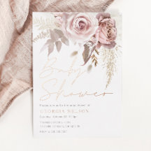 Divine Rose Gold Blush Floral Baby Shower