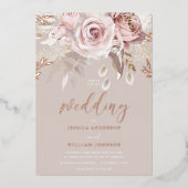 Divine Rose Gold Blush Floral Pure Elegant Wedding Folieneinladung (Vorderseite)