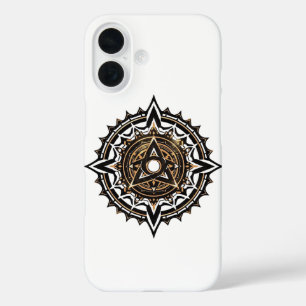 Divine Sacred Mandala - Black & Gold Trishul iPhone 16 Hülle