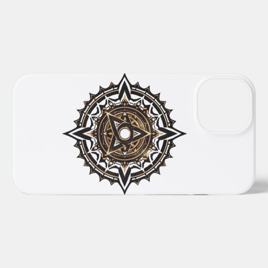 Divine Sacred Mandala - Black & Gold Trishul iPhone Hülle (Rückseite (Horizontal))