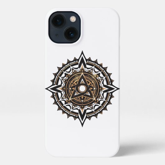 Divine Sacred Mandala - Black & Gold Trishul iPhone Hülle (Rückseite)