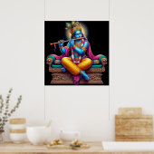 Divine Serene Krishna Flute Art Poster (Küche)