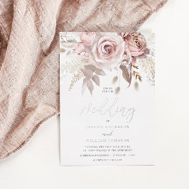 Divine Silver Foil & Blush Floral Wedding Folieneinladung