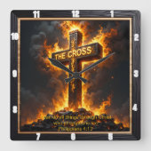 Divine Strength The Cross Philippians 4:13 Verse Quadratische Wanduhr (Vorderseite)
