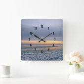 Divine Sunset entlang Oak Island Beach Quadratische Wanduhr (Zuhause)