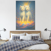 Divine White Tiger Royals – Twin Guardians of the Leinwanddruck (Insitu (Schlafzimmer))
