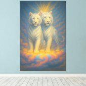 Divine White Tiger Royals – Twin Guardians of the Leinwanddruck (Insitu (Holzboden))