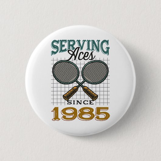Diving Aces seit 1985 Badminton Lover 40. Geburtst Button (Vorderseite)