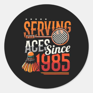 Diving Aces seit 1985 Badminton Lover 40. Geburtst Runder Aufkleber