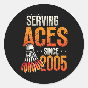 Diving Aces seit 2005 Badminton Lover 20. Geburtst Runder Aufkleber