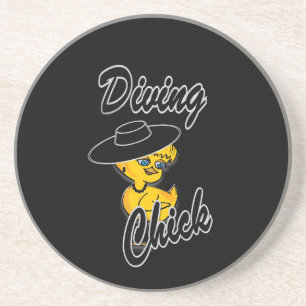 Diving Chick #4 Sandstein Untersetzer