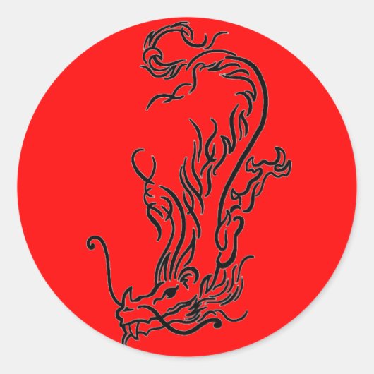 Diving Dragon Runder Aufkleber (Vorderseite)