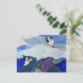 Diving Gannets Painting Postcard Postkarte (Stehend Vorderseite)