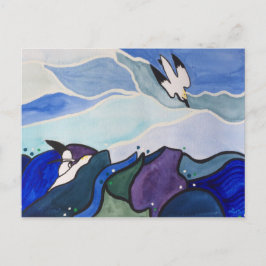 Diving Gannets Painting Postcard Postkarte