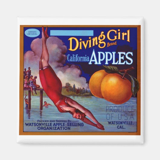 Diving Girl Äpfel Magnet (Vorne)