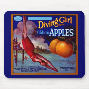 Diving Girl Äpfel Mousepad