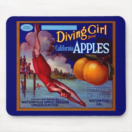 Diving Girl Äpfel Mousepad (Vorne)