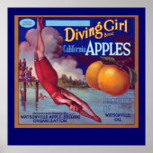 Diving Girl Äpfel Poster (Vorne)