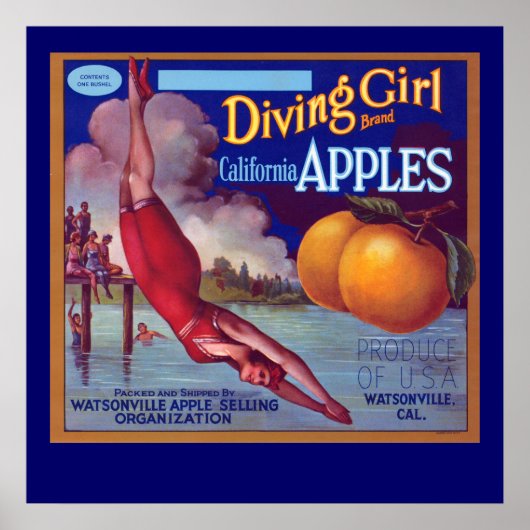 Diving Girl Äpfel Poster (Vorne)
