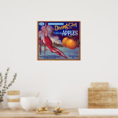 Diving Girl Äpfel Poster (Küche)