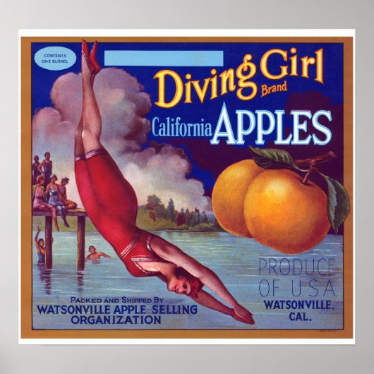 Diving Girl Äpfel Poster (Vorne)