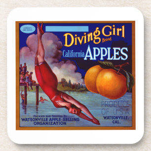 Diving Girl California Äpfel Getränkeuntersetzer