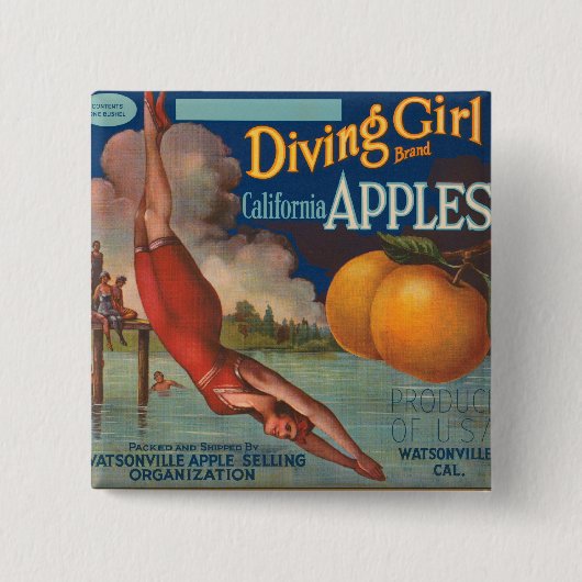 Diving Girl California Button (Vorderseite)