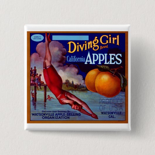 Diving Girl California Button (Vorderseite)