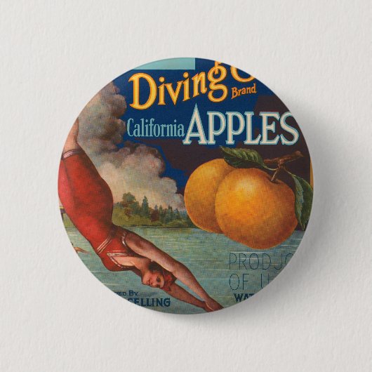 Diving Girl California Button (Vorderseite)