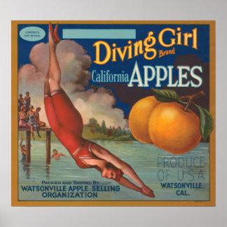 Diving Girl California Poster