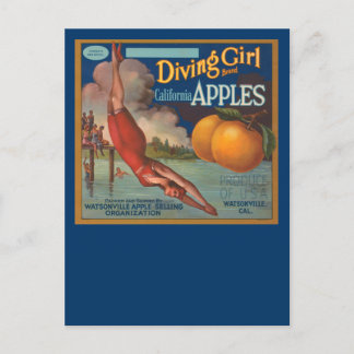 Diving Girl California Postkarte