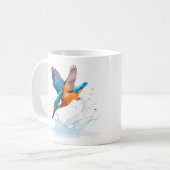Diving Kingfisher Vibrant Wildlife Art Kaffeetasse (Vorderseite Links)