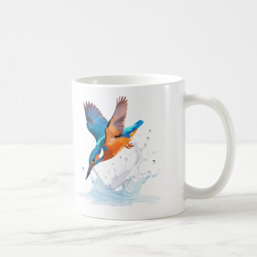 Diving Kingfisher Vibrant Wildlife Art Kaffeetasse (Rechts)