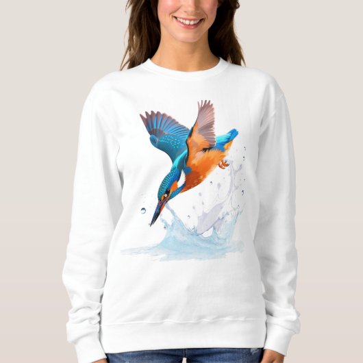 Diving Kingfisher Vibrant Wildlife Art Sweatshirt (Vorderseite)
