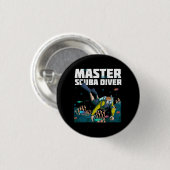 Diving Master Scuba Diver Down Dive Adventure Ocea Button (Vorne & Hinten)