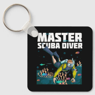 Diving Master Scuba Diver Down Dive Adventure Ocea Schlüsselanhänger