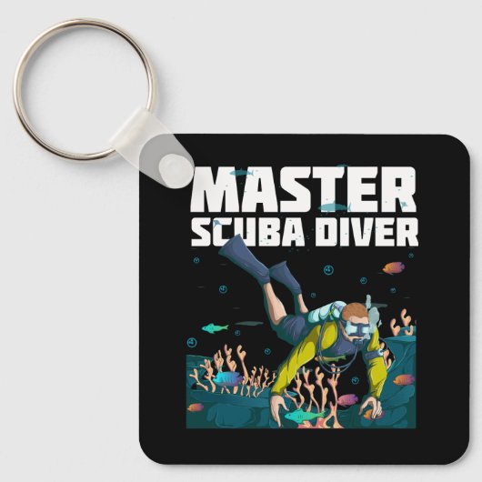 Diving Master Scuba Diver Down Dive Adventure Ocea Schlüsselanhänger (Vorderseite)