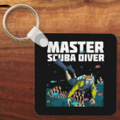 Diving Master Scuba Diver Down Dive Adventure Ocea Schlüsselanhänger (Vorderseite)
