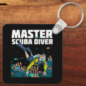Diving Master Scuba Diver Down Dive Adventure Ocea Schlüsselanhänger (Rückseite)