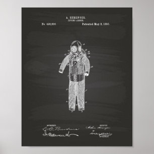 Diving Rüstung 1893 Patentierte Art Chalkboard Poster