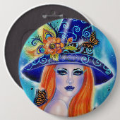 Divinia Colorful Halloween Hexe von Renee Lavoie Button (Vorne & Hinten)