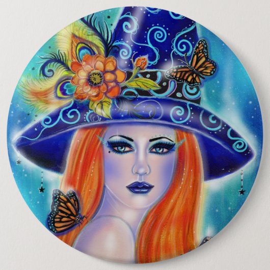 Divinia Colorful Halloween Hexe von Renee Lavoie Button (Vorderseite)