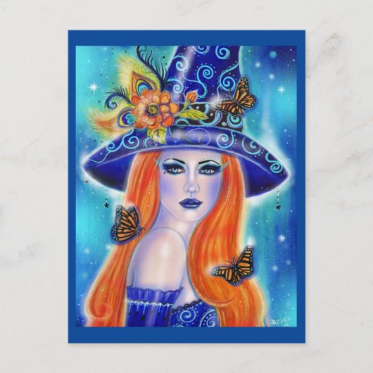Divinia Colorful Halloween Hexe von Renee Lavoie Postkarte (Vorderseite)