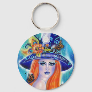 Divinia Colorful Halloween Hexe von Renee Lavoie Schlüsselanhänger