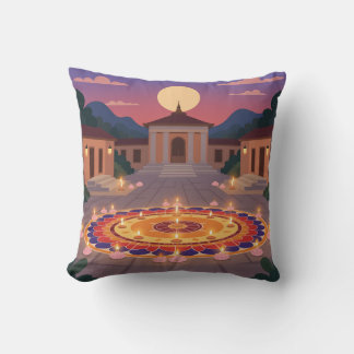 Diwali 2025 Throw Pillow – Rangoli & Diya Home Dec Kissen