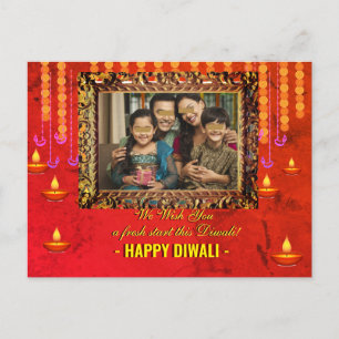 Diwali begrüßt traditionelle Fotokarte Postkarte