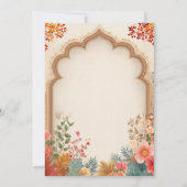 Diwali Beige Floral Arch Lamp Diyas Gruß Einladung (Rückseite)
